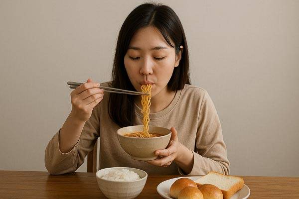 탄수화물 식품으로 과식을 한 후 바로 운동을 하면 저혈당 쇼크로 이어질 수 있어 주의해야 한다./사진=AI 생성 이미지