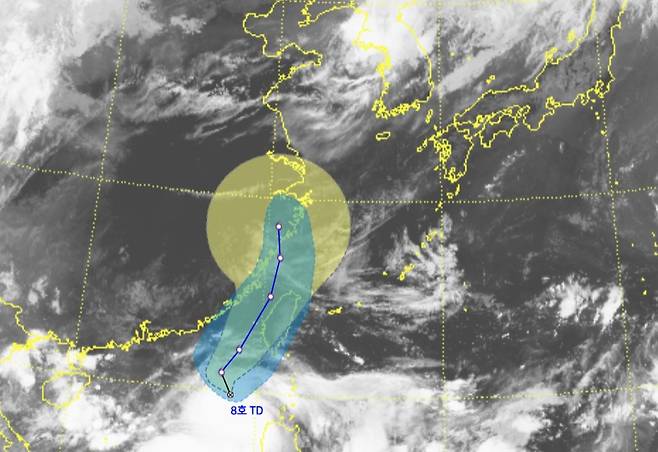 제8호 열대저압부 예상 진로 (기상청 제공)