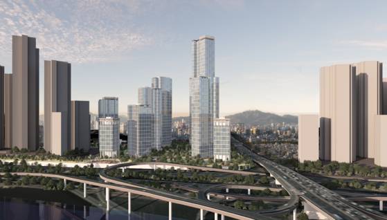 압구정 4구역 조감도 예시. 성수대교와 접해있다. 사진 서울시