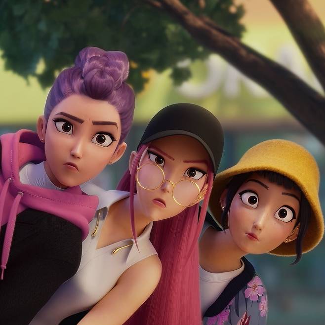 Girl group HUNTR/X seen in a still from ″Kpop Demon Hunters″ [NETFLIX]