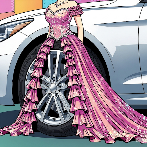 제미나이로 드레스를 입은 바퀴를 그려 보았다. 괴기스럽다.