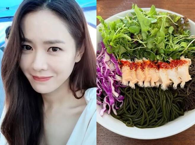 손예진이 저녁 식사로 먹은 미역면. [사진=손예진 SNS]