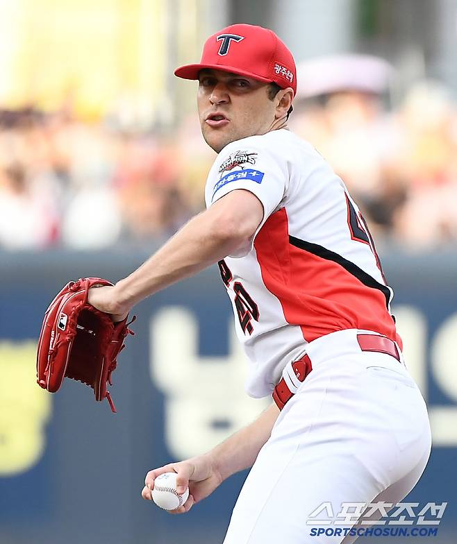 4일 광주 기아 챔피언스필드에서 열린 롯데-KIA전. KIA 선발투수 네일이 투구하고 있다. 광주=정재근 기자 cjg@sportschosun.com/2025.7.4/