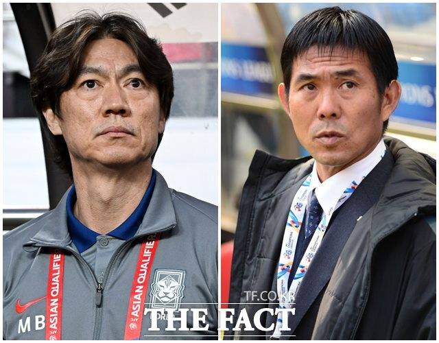 홍명보 감독(왼쪽)과 모리야스 하지메 감독이 지난달 26일 특별 대담을 진행했다. /더팩트DB