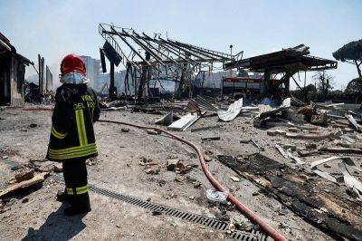 폭발 사고가 일어난 로마 주유소 현장 연합뉴스