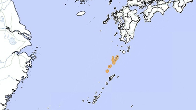5일 오전 6시 29일 일본 도카라 열도에서 발생한 지진 [연합뉴스/일본 기상청 홈페이지 캡처]]