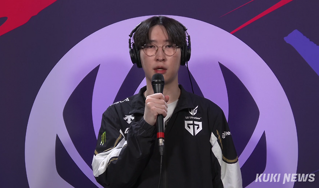 5일 오전 9시(한국시간) 캐나다 밴쿠버 퍼시픽 콜리세움에서 열린 ‘2025 미드 시즌 인비테이셔널(MSI)’ 브래킷 스테이지 2라운드 LPL(중국) 1시드 애니원스 레전드(AL)과 경기가 끝난 뒤, 주민규가 쿠키뉴스와 화상 인터뷰에 임하고 있다. 김영건 기자