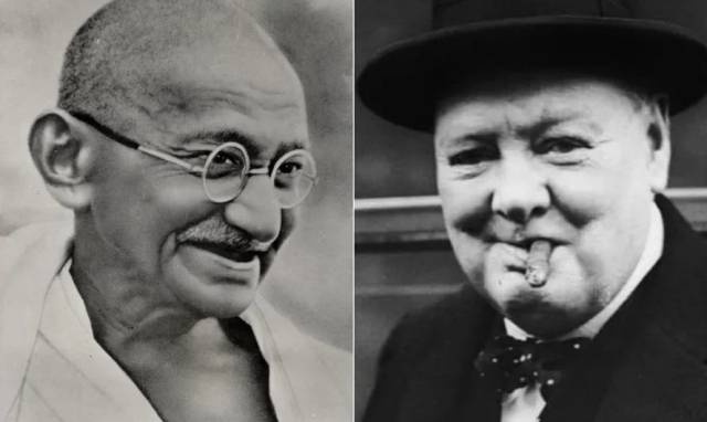 ▲간디(오른쪽)과 처칠. ⓒ필자 제공