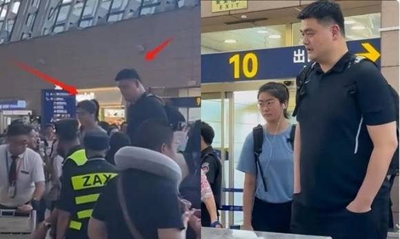 중국의 농구 전설 야오밍이 자신의 딸과 함께 공항에 나타나 많은 관심을 받았다