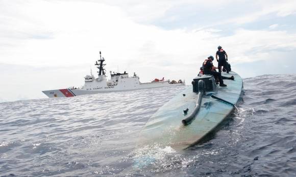 2016년 3월 미 해안경비대가 나포한 마약 운반잠수정. 출처=미 남부사령부