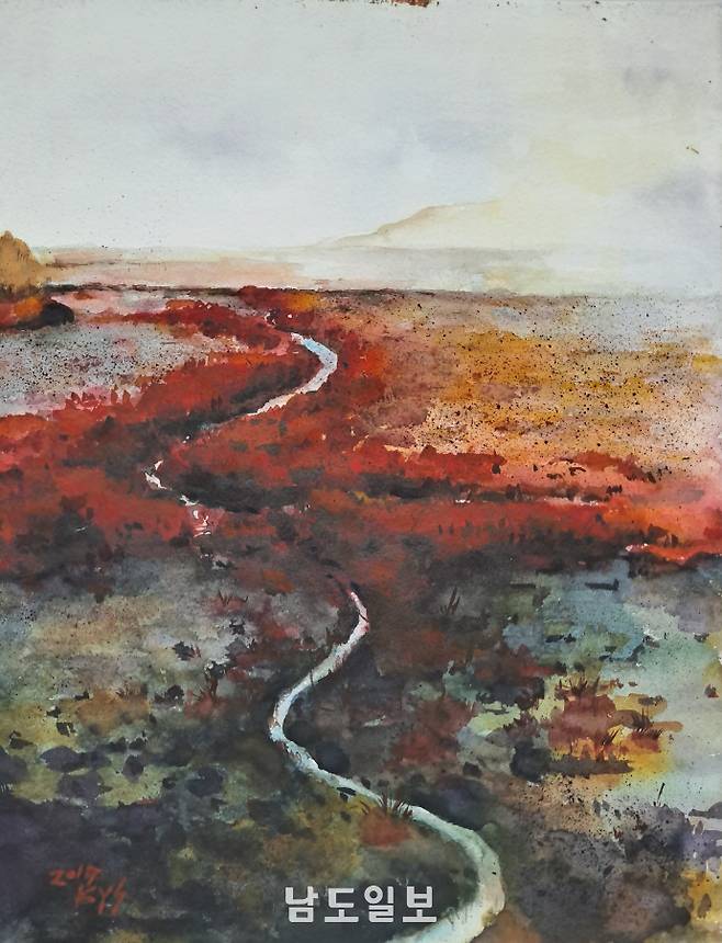 '순천만 노을'(2015, 40.9*31.8㎝, watercolor on paper)