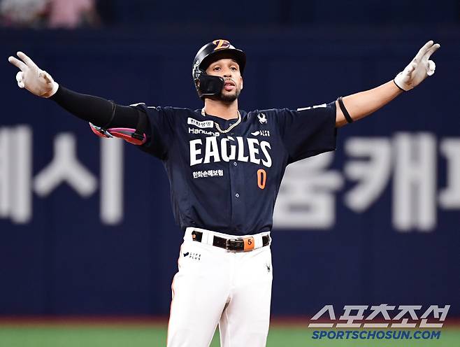 5일 서울 고척돔에서 열린 KBO리그 키움과 한화의 경기. 9회초 1타점 2루타를 날린 한화 리베라토. 고척=송정헌 기자songs@sportschosun.com/2025.07.05/