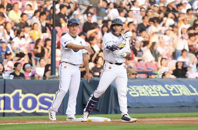 두산 베어스 외야수 추재현(왼쪽). /사진=두산 베어스 제공