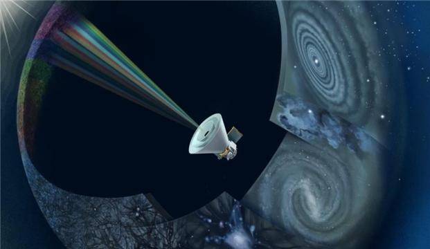 스피어엑스 우주망원경이 우주 전체를 지도화하는 모습을 나타낸 일러스트. NASA/JPL-Caltech 제공