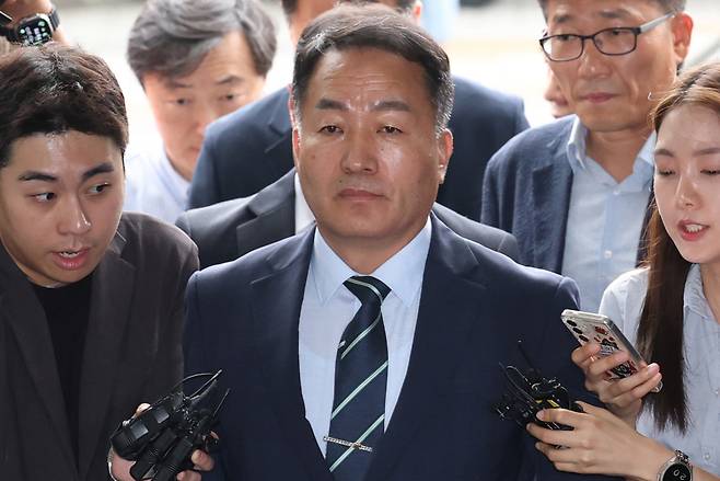 김계환 전 해병대 사령관이 7일 서울 서초구 순직해병 특검 사무실에 피의자 신분으로 출석하고 있다. 정효진 기자