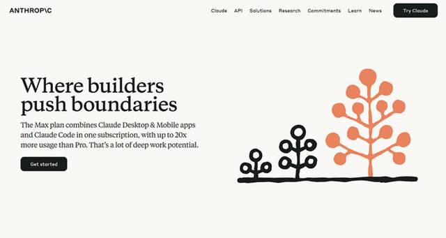 앤트로픽이 프리미엄 요금제 ‘클로드 맥스’를 설명한 웹사이트 페이지.  앤트로픽 홈페이지 캡처