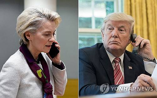 우르줄라 폰데어라이엔 EU 집행위원장(왼쪽), 도널드 트럼프 미국 대통령 [AFP 연합뉴스 자료사진]