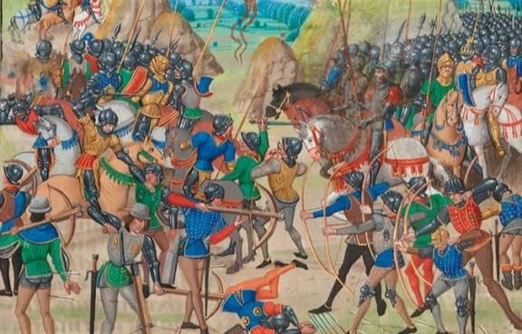 1320년경 유럽에서 발명된 화포는 1346년 백년전쟁 초 크레시 전투에서 처음 사용됐다. 위키피디아