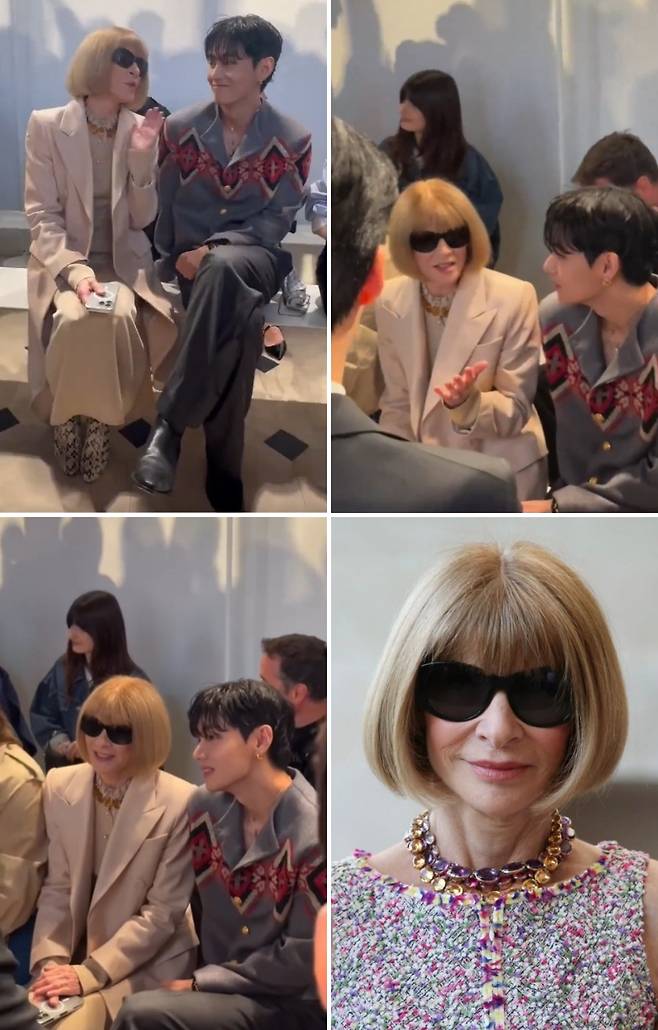 방탄소년단 뷔, LVMH 회장 환대→안나 윈투어 '보그 월드' 초청..셀린느 패션쇼 달궜다