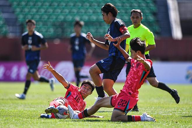 6일 열린 한국 U-16 대표팀과 일본 U-16 대표팀 간 2025 중국축구협회(CFA) 4개국 친선대회 2차전 경기 장면. /사진=대한축구협회 제공