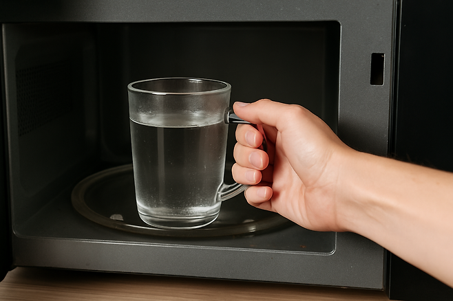 전자레인지에 데우는 물