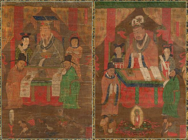 시왕도 중 제5염라왕도(왼쪽)와 제6변성왕도