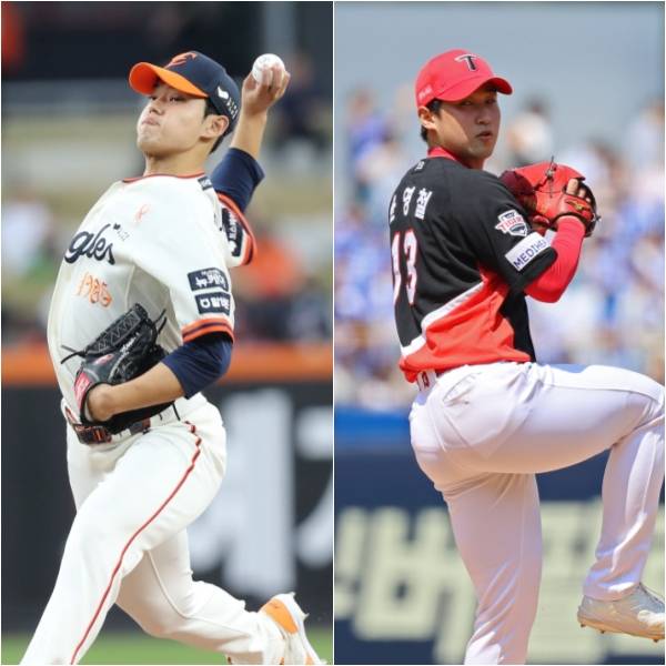 8일 대전 맞대결에서 선발 매치업이 성사된 한화 문동주와 KIA 윤영철. 한화·KIA 제공