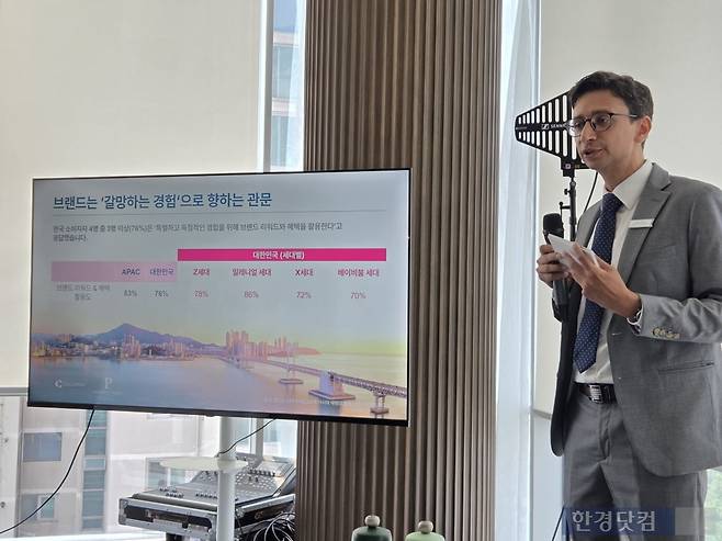 8일 서울 용산구 한남동에서 진행된 기자간담회에서 로한 발라 콜린슨 인터내셔널 아시아 태평양 지역 비즈니스 솔루션 부분 부사장이 발언하고 있다./사진=박수림 기자