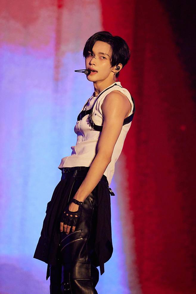 Boy band Riize's Wonbin performs during its first solo concert tour, “Riize Loud,” on July 6 at the KSPO Dome in southern Seoul. [SM ENTERTAINMENT]