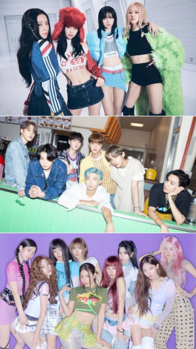 블랙핑크(위), 방탄소년단(가운데), 트와이스(아래) / YG엔터테인먼트, 빅히트 뮤직, JYP엔터테인먼트 제공