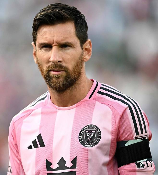 CF 몬트리올vs인터 마이애미 CF MLS 경기 전, 인터 마이애미의 리오넬 메시가 경기를 앞두고 모습을 드러내고 있다.