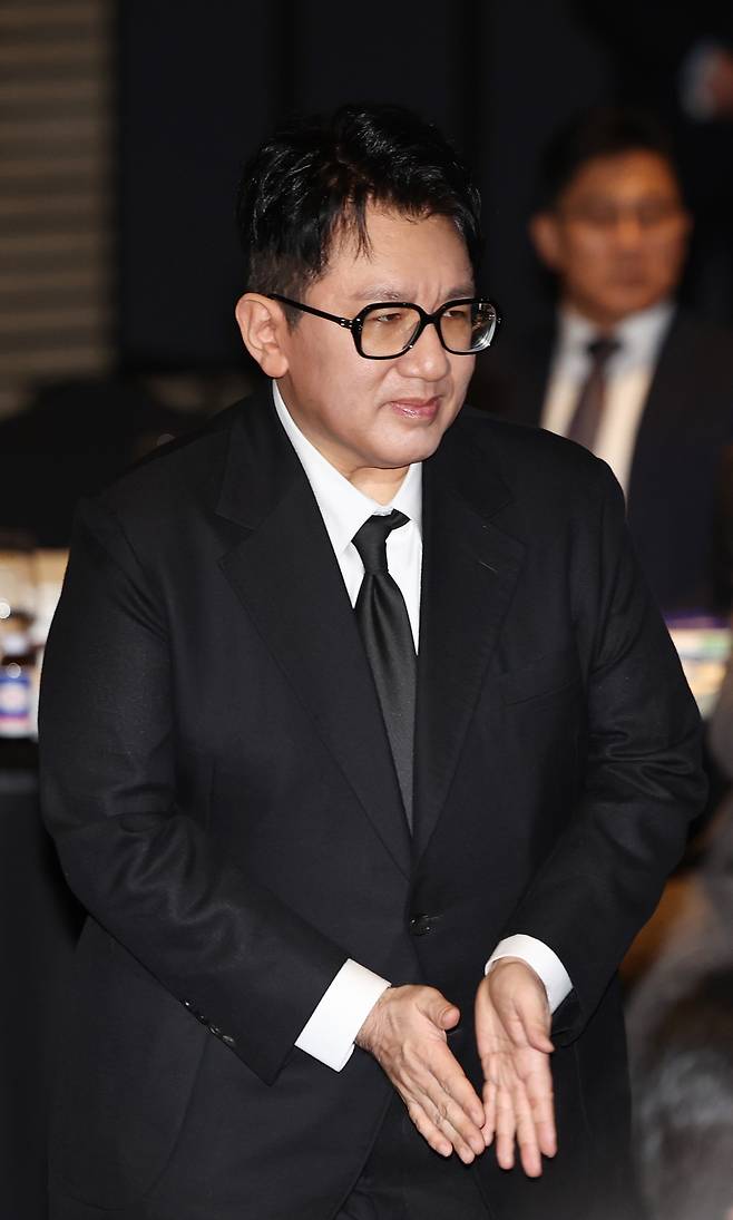 방시혁 하이브 의장이 지난 2월 한국경제인협회 제64회 정기총회에 참석하고 있다. 연합뉴스