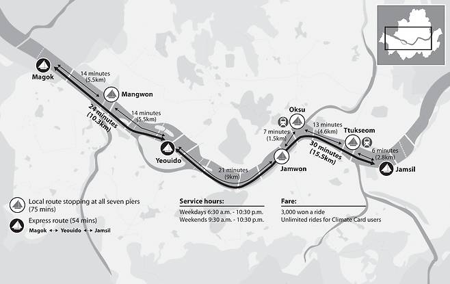 The route of the Hangang Bus [NAM JUNG-HYUN]