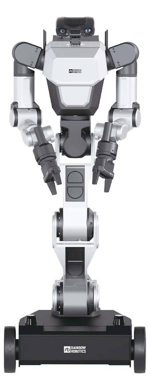 레인보우로보틱스는 협동 로봇과 휴머노이드 사이의 제품을 내놓으며 본격적인 휴머노이드 상용화에 들어갔다. 사진은 이동형 양팔 로봇 RB-Y1. (레인보우로보틱스 제공)