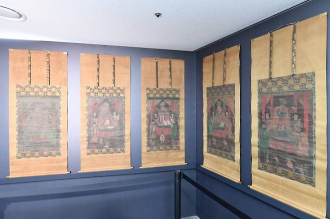 8일 서울 종로구 국립고궁박물관에서 열린 언론공개회에서 공개된 '시왕도'./ 사진 = 국가유산청 제공