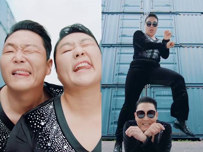 가수 싸이와 개그우먼 이수지가 '흠뻑쇼' 오프닝 영상을 찍었다. 인스타그램 캡처.