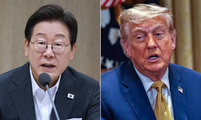 이재명 대통령(왼쪽), 도널드 트럼프 미국 대통령. 연합뉴스·UPI연합뉴스