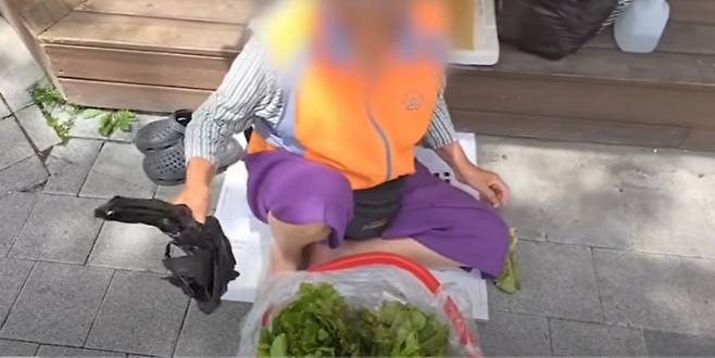 폭염 속 길거리에 앉아 상추를 팔고 있는 할머니에게 선행을 베푼 유튜버의 영상이 화제다. 유튜브 채널 ‘오동지 ohdongji’ 캡처