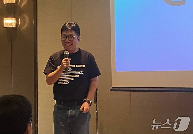 김유원 네이버클라우드 대표가  9일 라인웍스 설립 10주년을 맞아 일본 오사카에서 열린 기자 간담회에 참석했다. 2025.07.09. ⓒ 뉴스1 신은빈 기자
