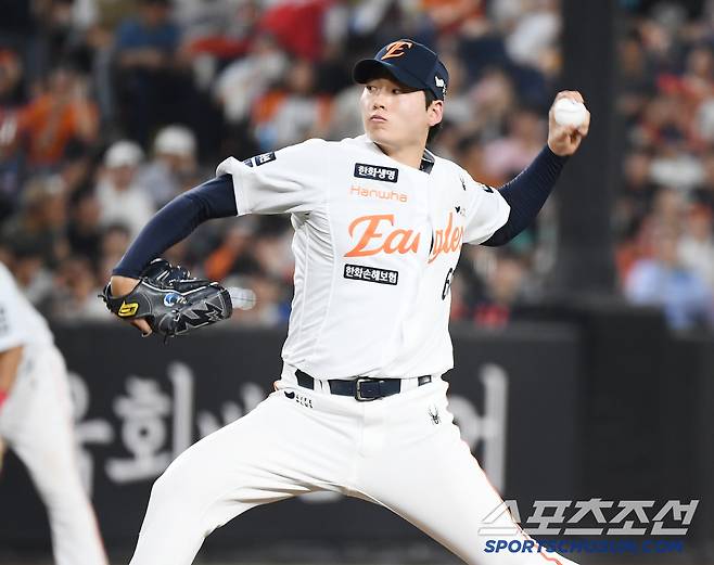 3일 대전 한화생명볼파크에서 열린 NC-한화전. 5회초 조동욱이 투구하고 있다. 대전=정재근 기자 cjg@sportschosun.com/2025.7.3/