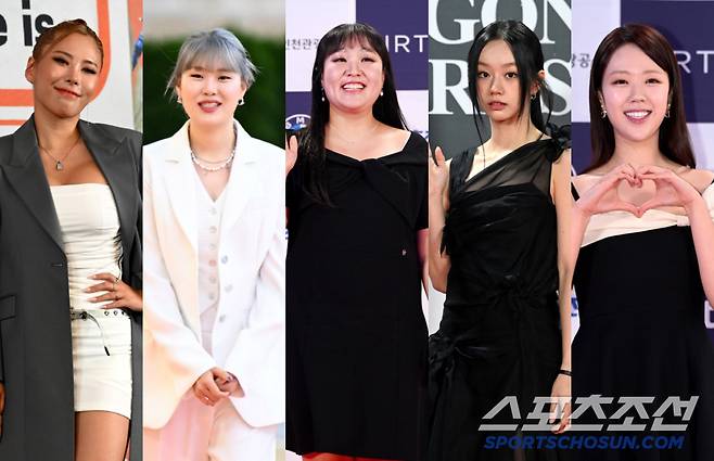 제4회 BSA 여자예능인상 후보 5인. 가비, 엄지윤, 이수지, 혜리, 지예은(왼쪽부터). 사진=스포츠조선DB