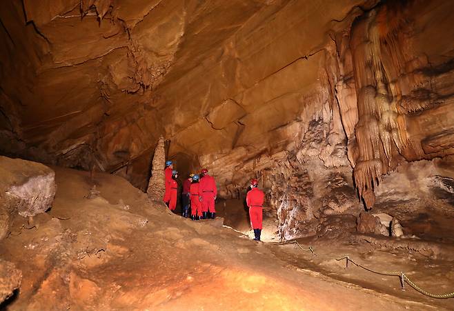 국내 유일 탐험형 생태 동굴인 평창 백룡동굴은 해설사가 동행해 동굴 투어를 하는 여행지다. 박미향 기자
