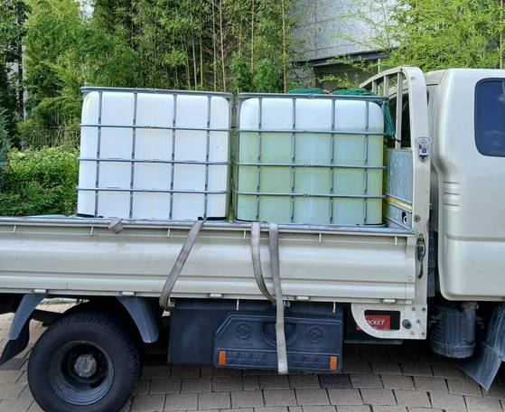 차아염소산나트륨 수용액 주입에 사용한 트럭. 사진 인천소방본부