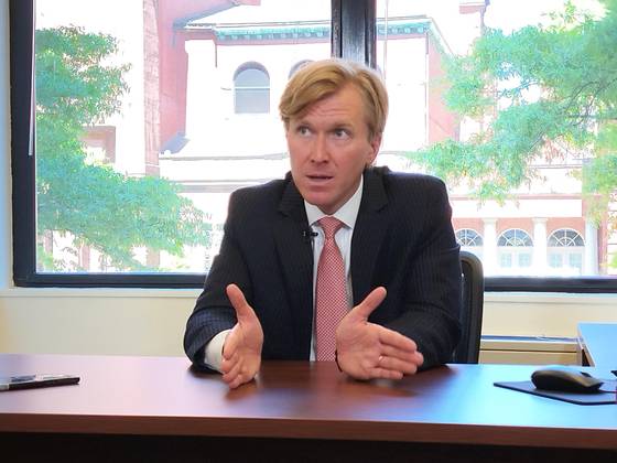 Elbridge Colby, U.S. under secretary of defense for policy, speaks during an interview with the JoongAng Ilbo at his office in Washington on April 23, 2024. [JOONGANG ILBO]