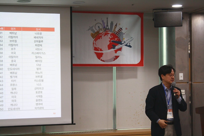 최규완 경희대학교 호텔관광대학 교수가 발표하고 있다 / 사진=야놀자리서치