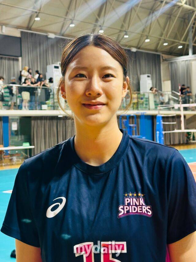 지난 6일 충청북도 단양에서 펼쳐진 ‘2025 한국실업배구&프로배구 퓨처스 챔프전 단양 대회’에서 인터뷰를 진행한 흥국생명 박민지 /최병진 기자