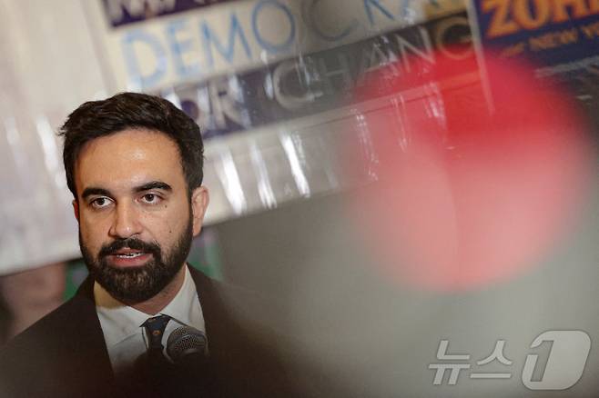 10일(현지시간) 조란 맘다니 뉴욕시장 후보가 미국 뉴욕에서 열린 기자회견에서 발언하고 있다. 2025.07.10. ⓒ 로이터=뉴스1 ⓒ News1 윤다정 기자