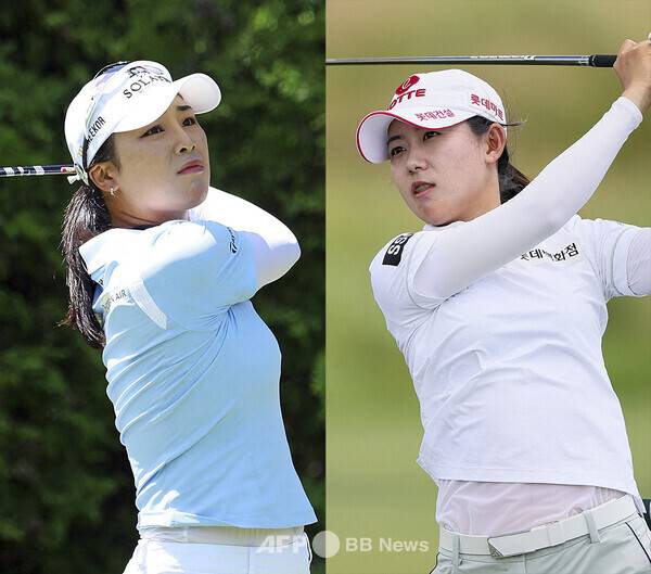 2025년 미국여자프로골프(LPGA) 투어 메이저 골프대회 아문디 에비앙 챔피언십에 출전한 윤이나, 황유민 프로. 사진제공=ⓒAFPBBNews = News1