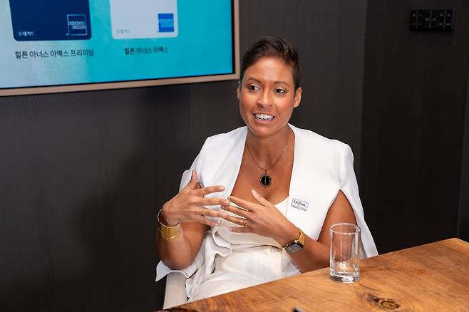 Gretchen Moore, Vice President of Marketing & Loyalty in the Asia Pacific, during an interview with the Korea JoongAng Daily at Conrad Seoul in Yeouido District, western Seoul on June 17. [HILTON]