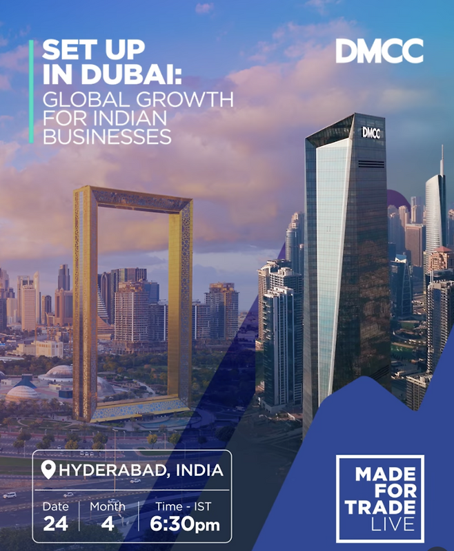 인도인 사업가들의 두바이 진출을 독려하는 두바이 DMCC 프리존의 인도 하이데라바드 설명회 광고 / 사진=DMCC